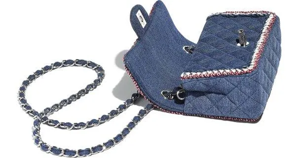 Denim, Braid & Silver-Tone Metal Mini Flap Bag