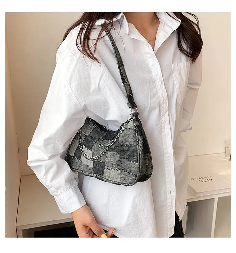 Denim Patchwork Shoulder Mini