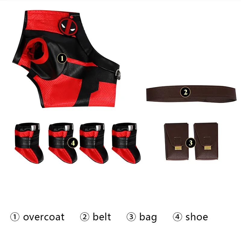 Dogpool Cosplay Deadpool 3 Dog Costume Outfit Halloween Puppy Suit