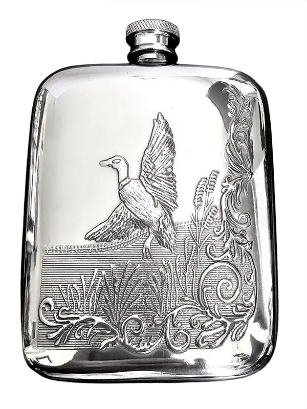 English Pewter Mallard Duck 6oz Flask