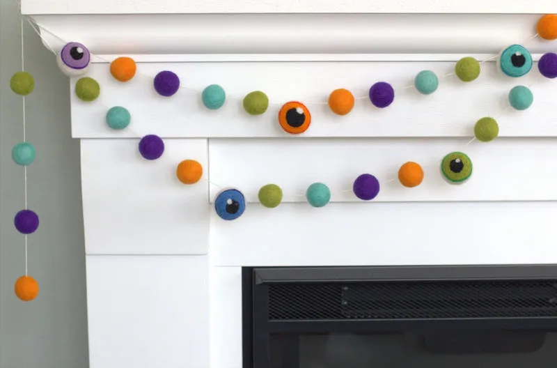 Eyeball Halloween Garland- Purple, Green, Orange & Turquoise