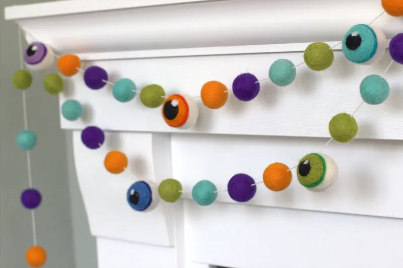 Eyeball Halloween Garland- Purple, Green, Orange & Turquoise