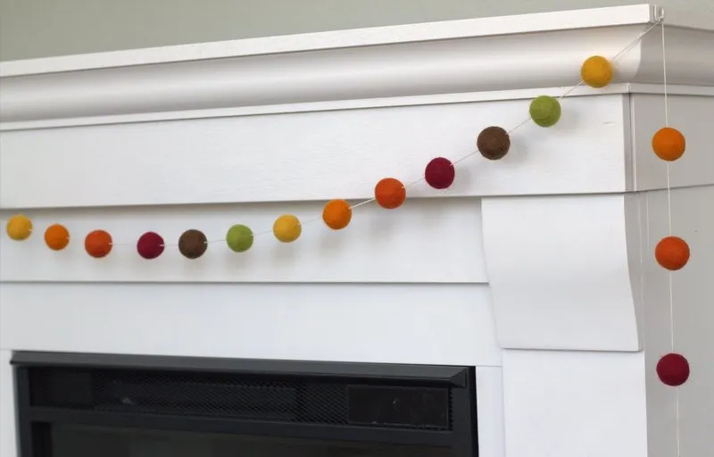 Fall Felt Ball Garland- Brown, Orange, Burgundy