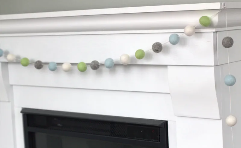 Felt Ball Garland- Blue, Green, Gray