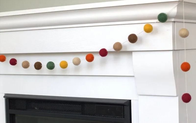 Felt Ball Garland- Burgundy, Forest Green, Orange, Brown