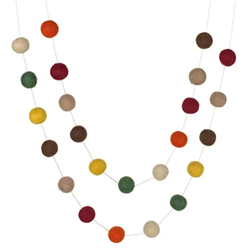 Felt Ball Garland- Burgundy, Forest Green, Orange, Brown