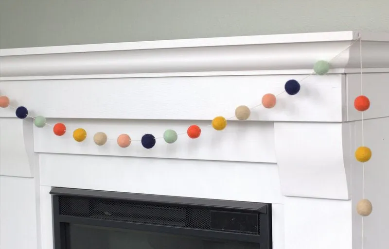 Felt Ball Garland- Coral, Peach, Seafoam, Navy, Gold