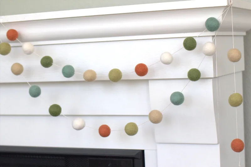 Felt Ball Garland- Green, Blue, Neutrals