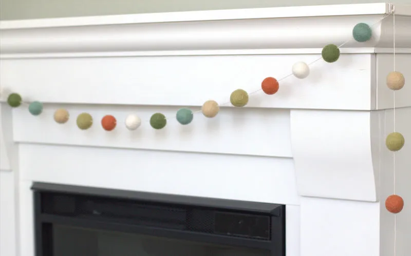 Felt Ball Garland- Green, Blue, Neutrals