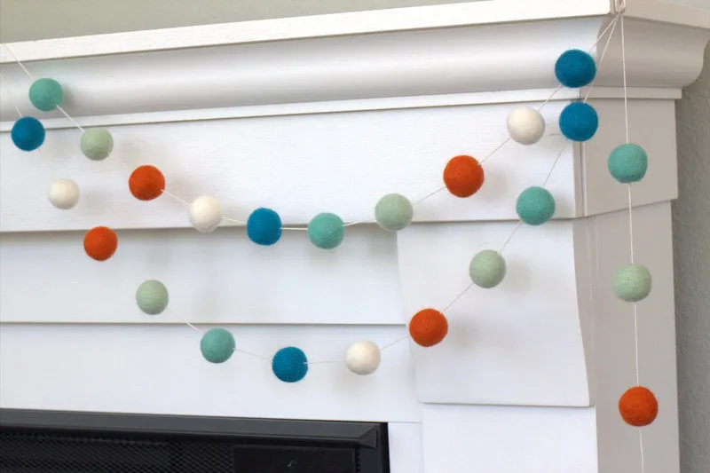 Felt Ball Garland- Orange, Turquoise