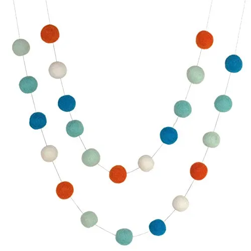 Felt Ball Garland- Orange, Turquoise