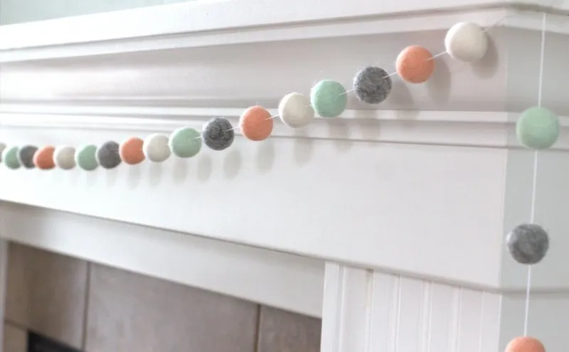 Felt Ball Garland- Peach, Seafoam