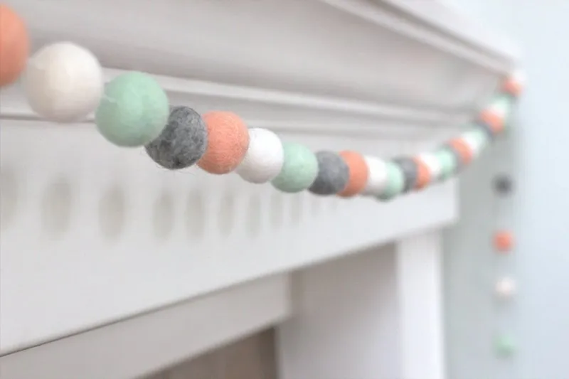 Felt Ball Garland- Peach, Seafoam