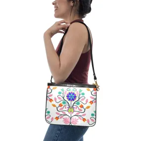 Floral Beadwork Four Clans White Small Shoulder Bag