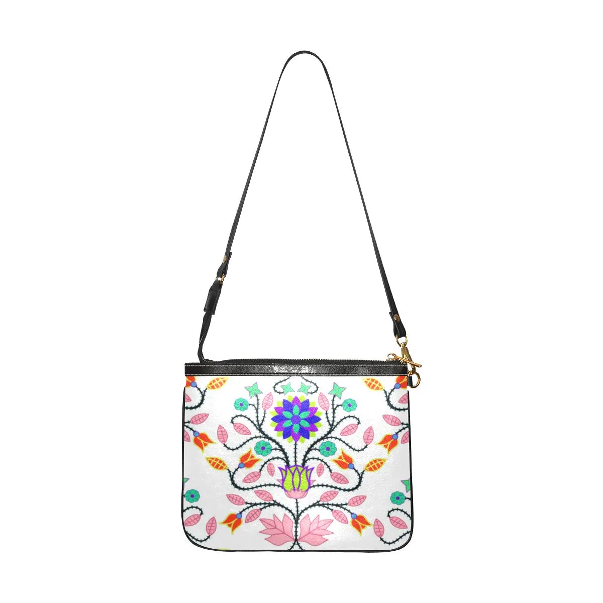 Floral Beadwork Four Clans White Small Shoulder Bag