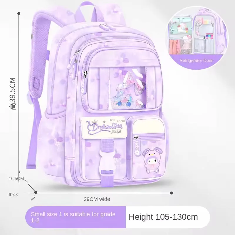 Flower Design Backpack for School Kids with Multiple Zip Pockets