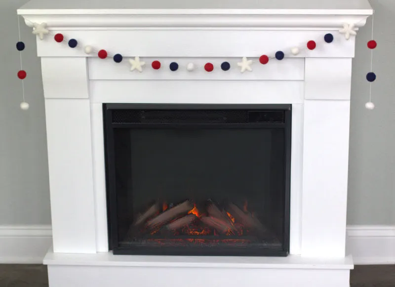 Fourth of July Garland- Red, Navy with White Stars