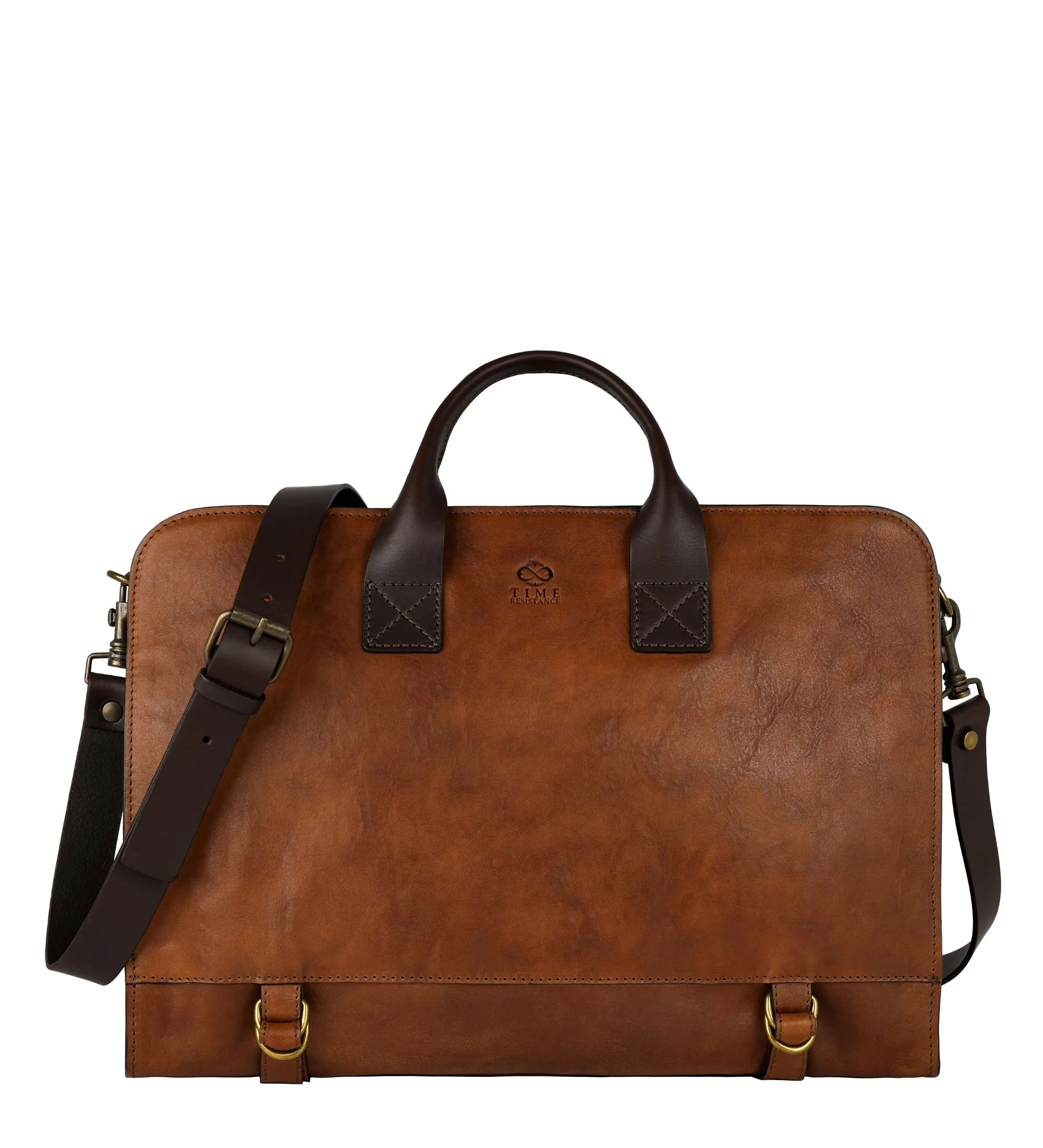 Full Grain Italian Leather Briefcase - Wide Sargasso Sea