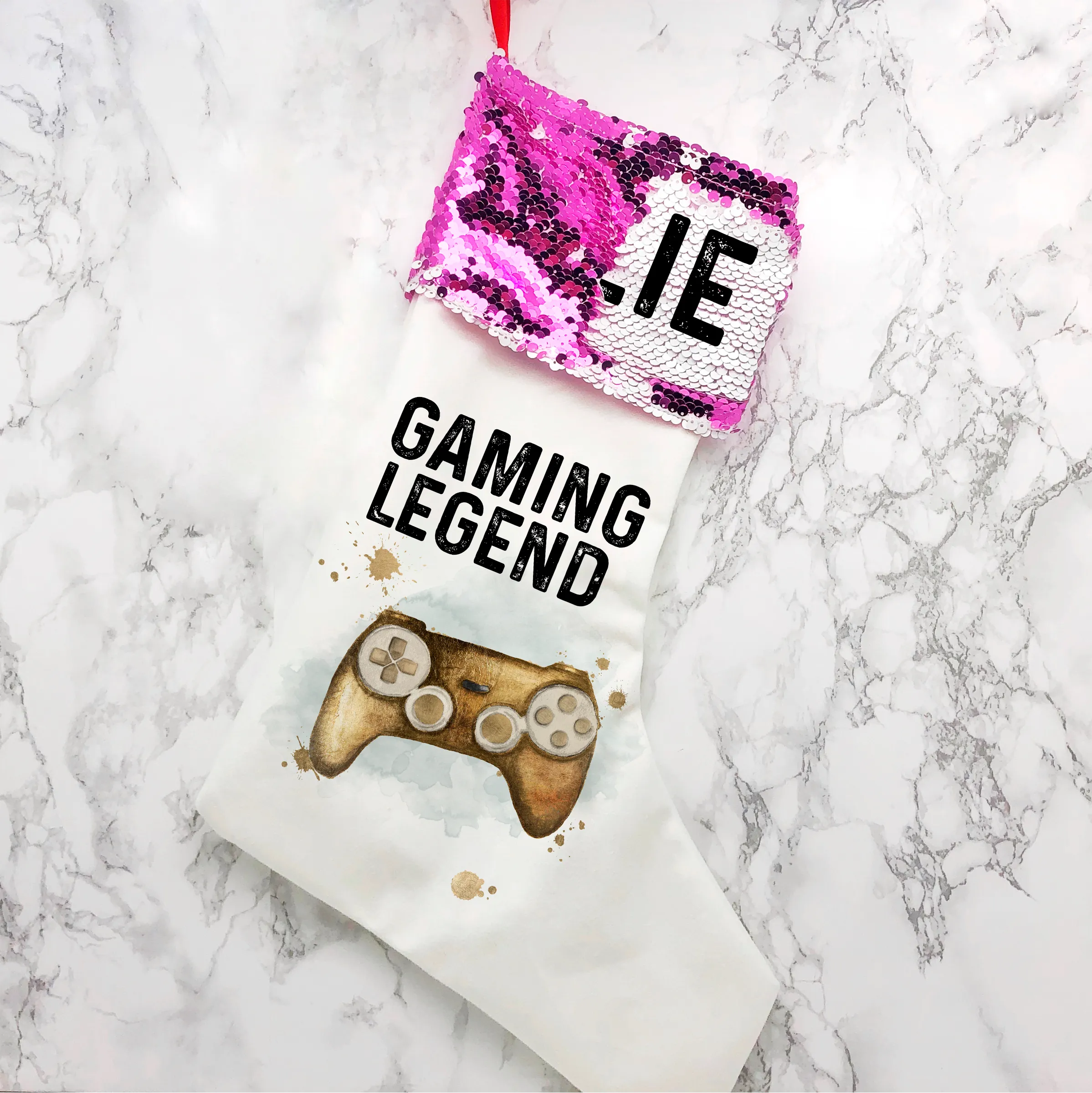 Gaming Legend Personalised Sequin Topped Christmas Stocking