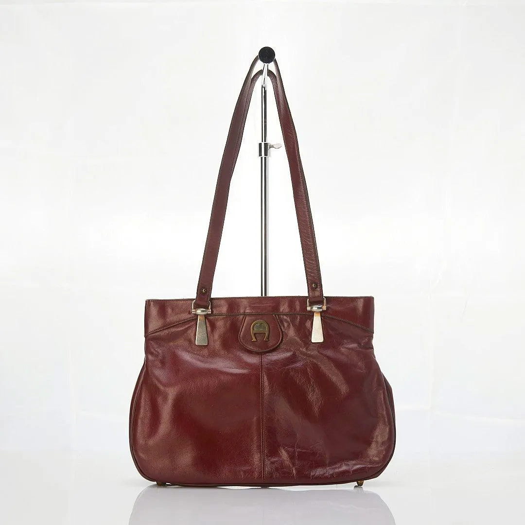 Genne Aigner Handmade Leather Burgundy Handbag