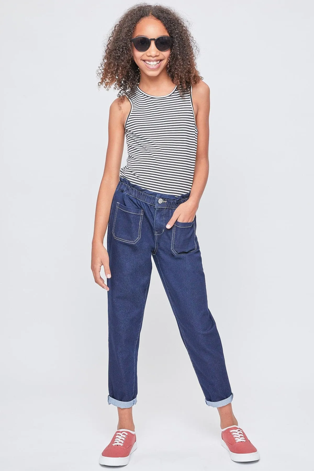 Girls Paper Bag Waist Balloon Jeans