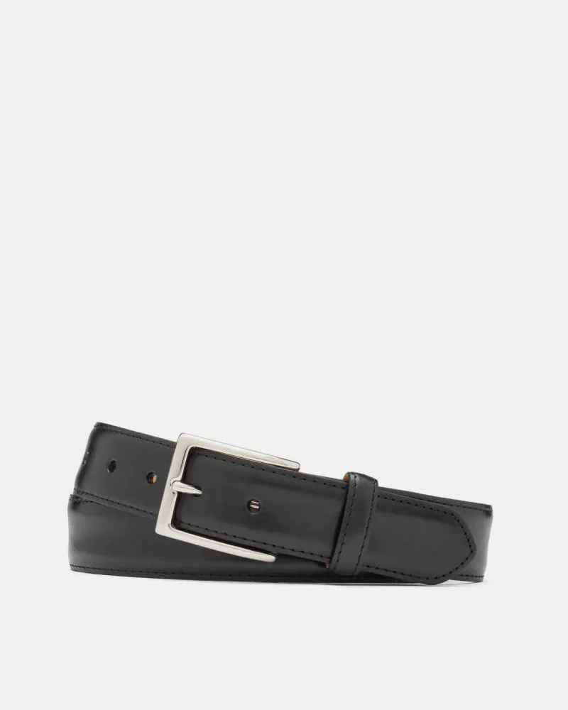 Glazed Calf Belt in Black Leather