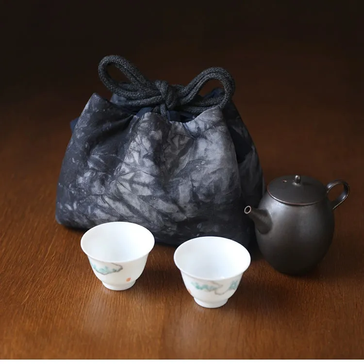 Gohobi Large Dyed Fabric Teaware Storage Travel Bag