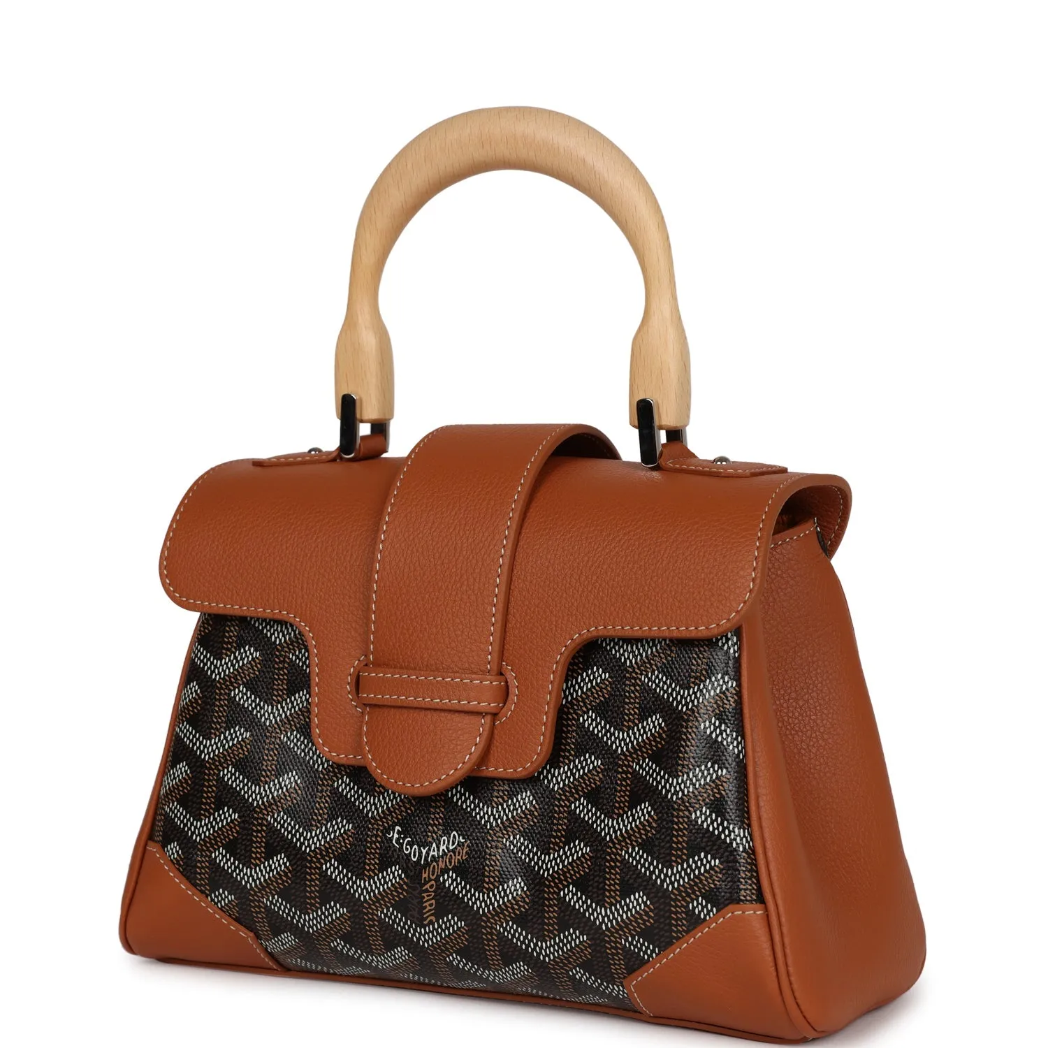 Goyard Saigon Souple Mini Bag Black and Brown Goyardine Canvas Palladium Hardware