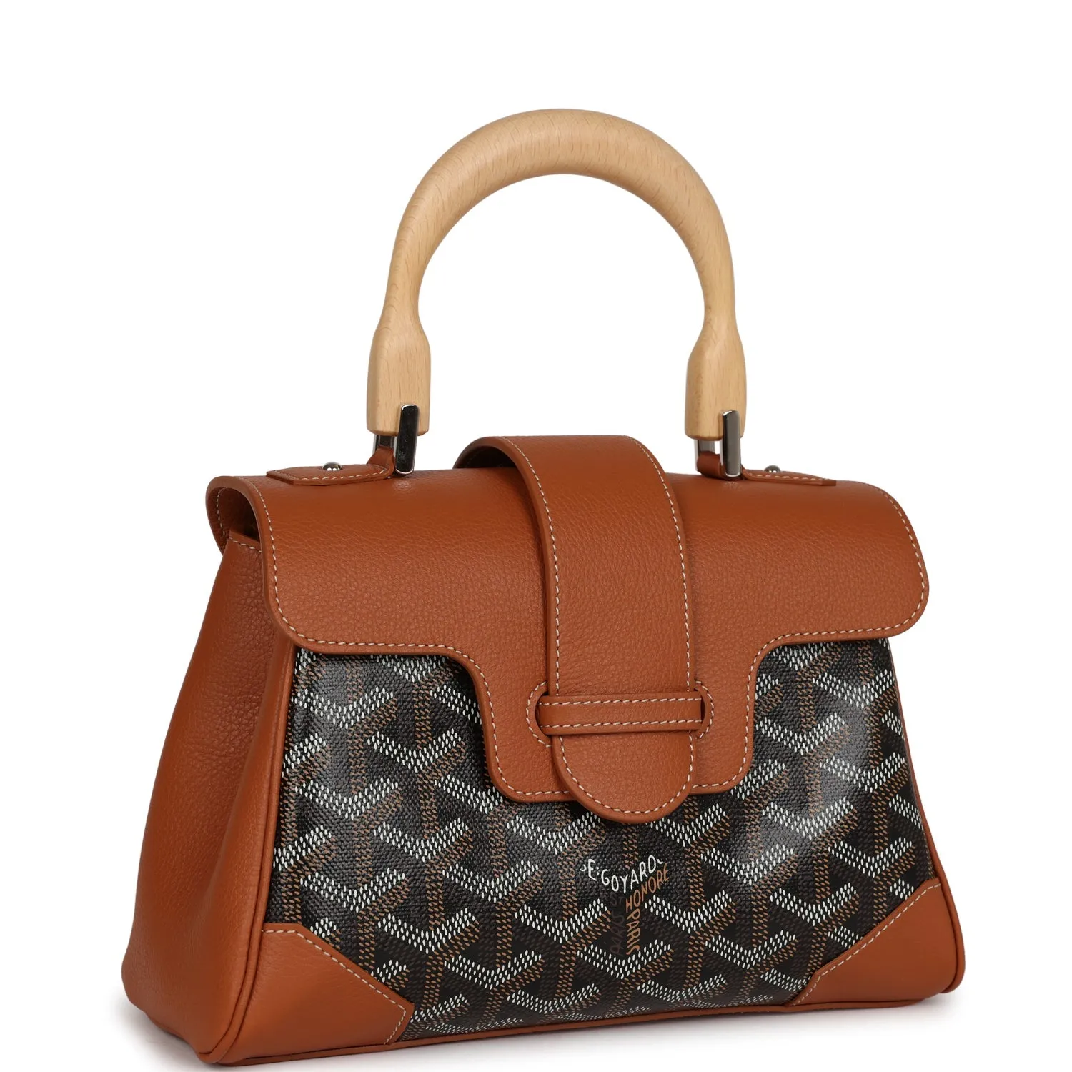 Goyard Saigon Souple Mini Bag Black and Brown Goyardine Canvas Palladium Hardware