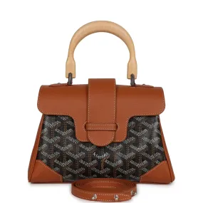 Goyard Saigon Souple Mini Bag Black and Brown Goyardine Canvas Palladium Hardware