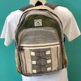 Grey & Green Hemp and Cotton Backpack