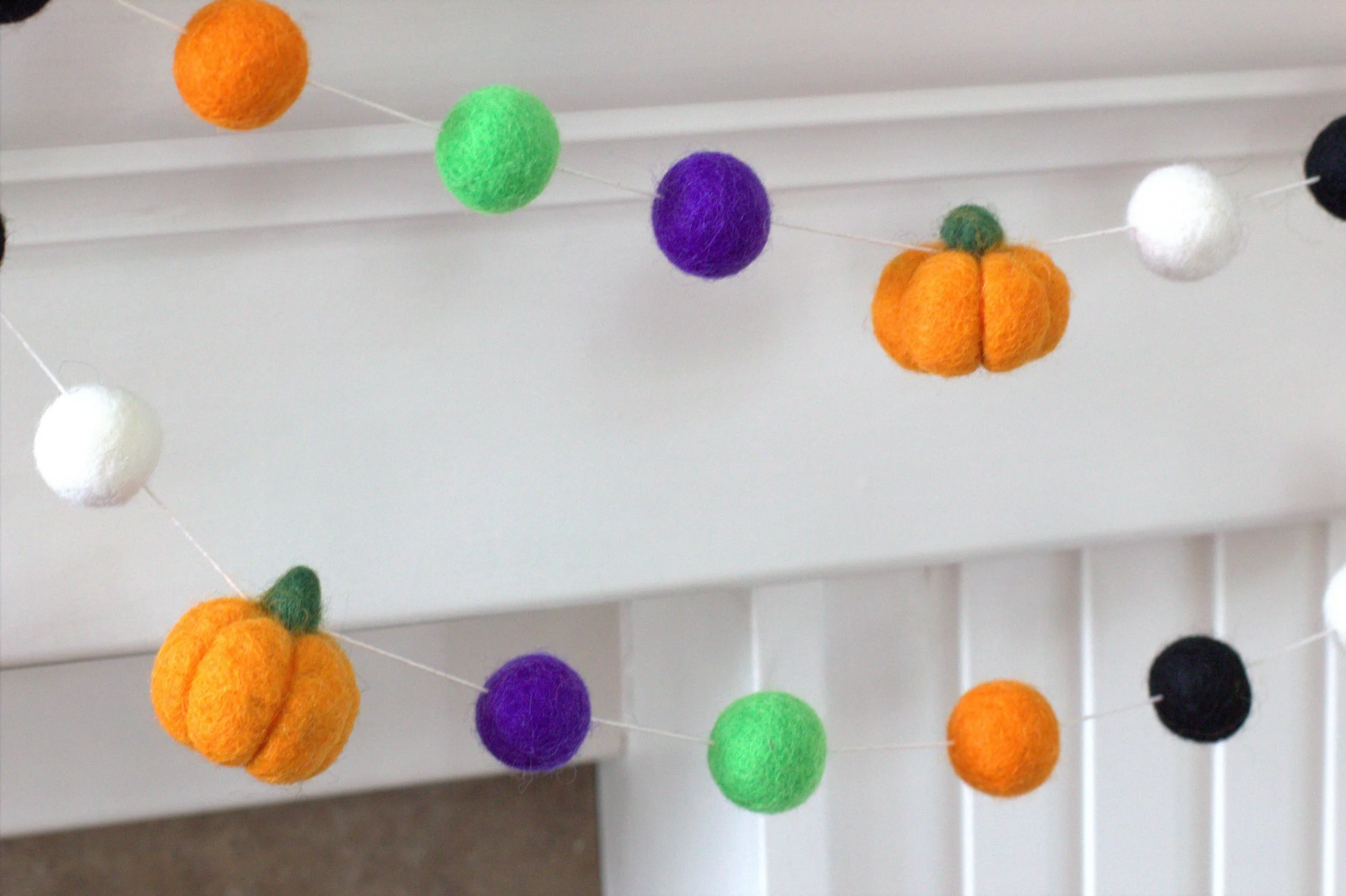 Halloween Pumpkin Garland- Green, Purple, Orange, Black