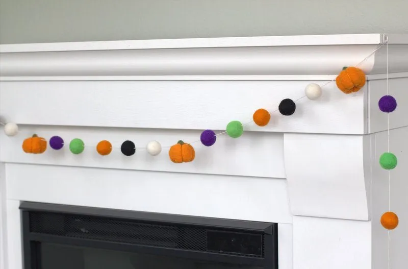 Halloween Pumpkin Garland- Green, Purple, Orange, Black