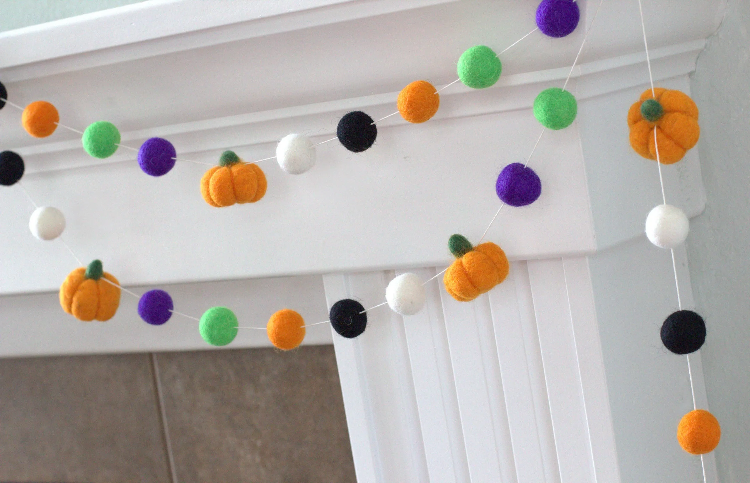 Halloween Pumpkin Garland- Green, Purple, Orange, Black