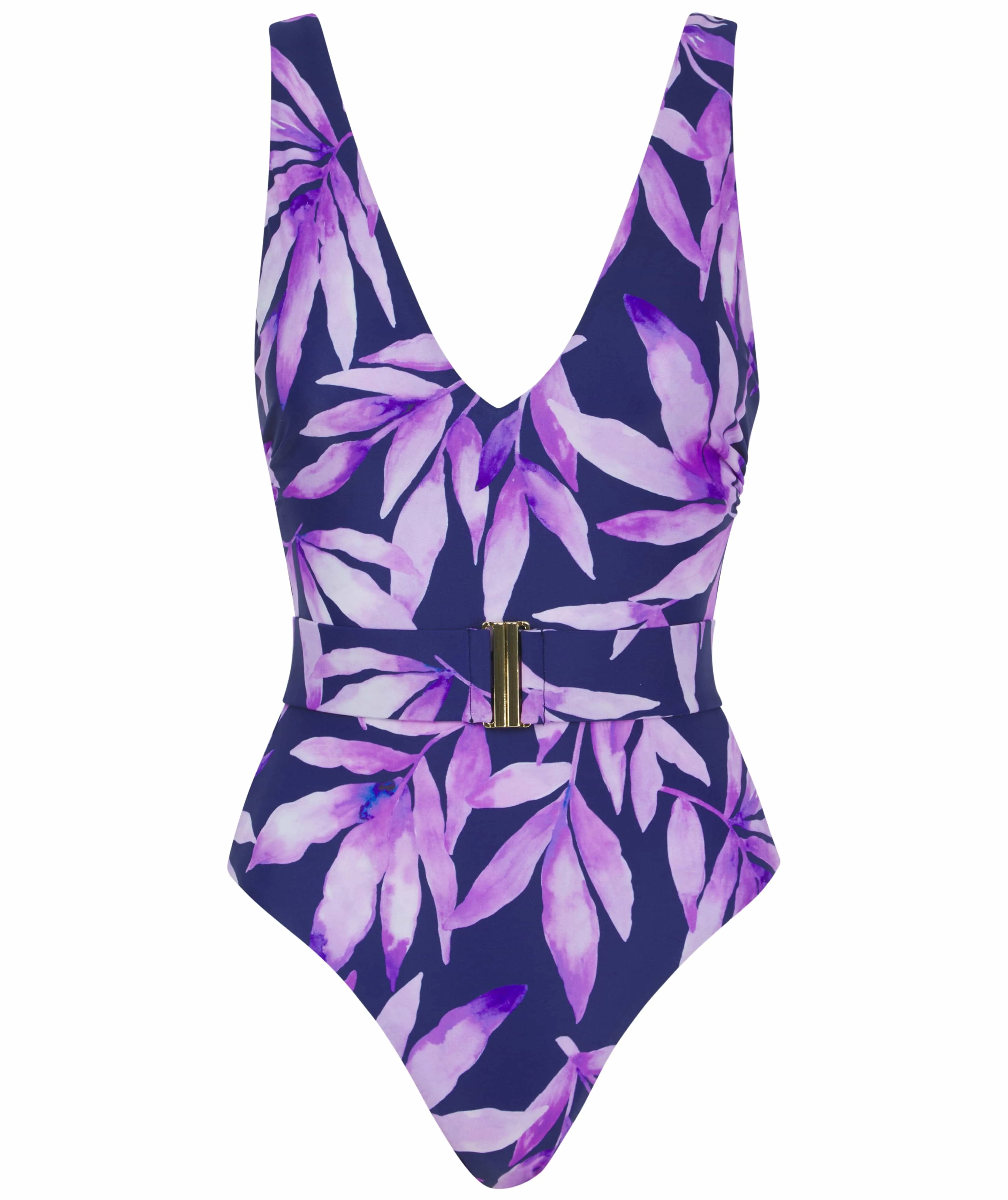 HALO Sa Caleta Swimsuit In Watercolour Purple Leaf