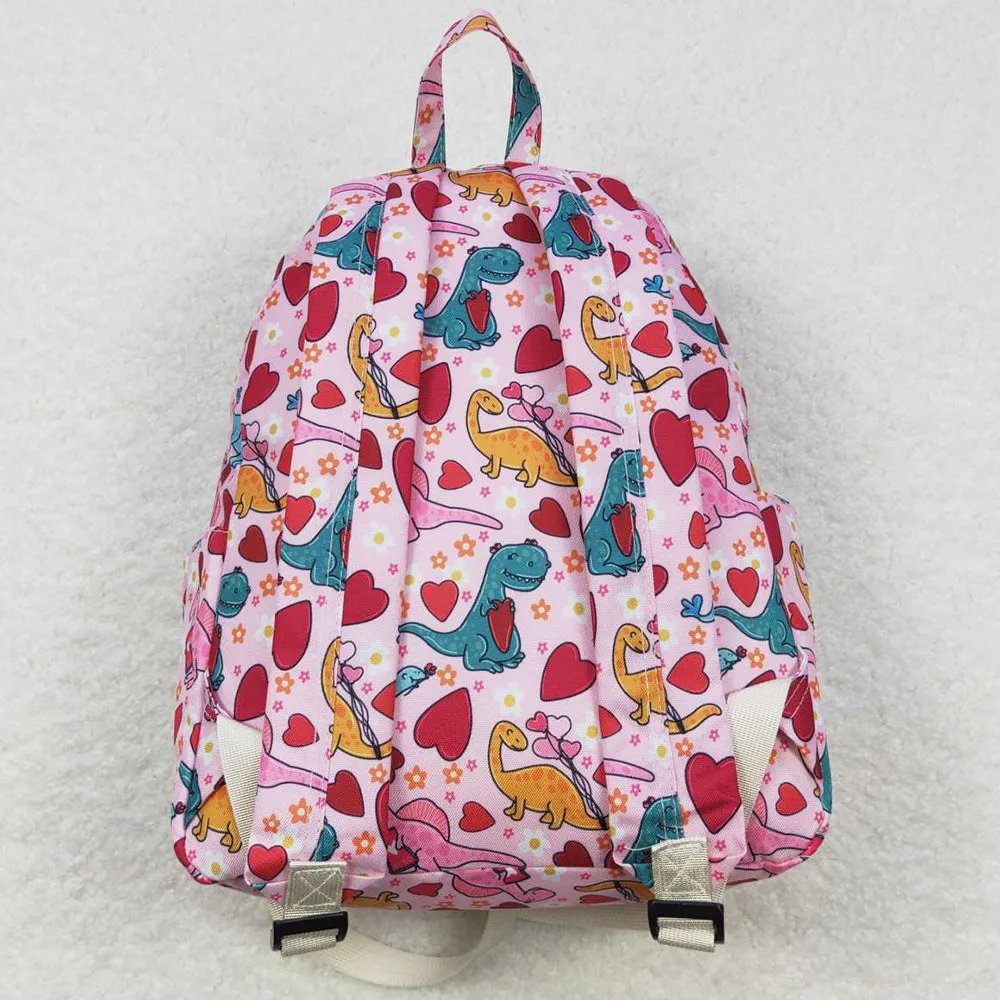 Heart Dinosaur Print Kids Girls Valentine's Day Backpack BA0154