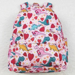 Heart Dinosaur Print Kids Girls Valentine's Day Backpack BA0154