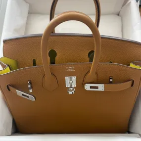 Hermès Birkin 25 Caramel/Lime Verso Togo Palladium Hardware PHW