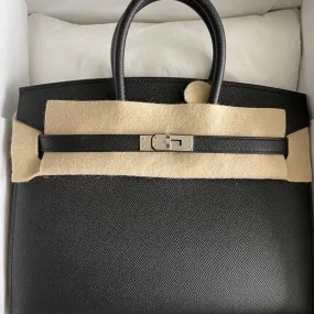 Hermès Birkin 25 Noir (Black) Sellier Epsom Palladium Hardware PHW