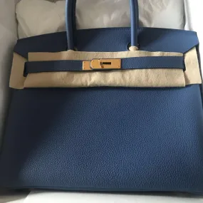 Hermès Birkin 30 Bleu Brighton Togo Gold Hardware GHW