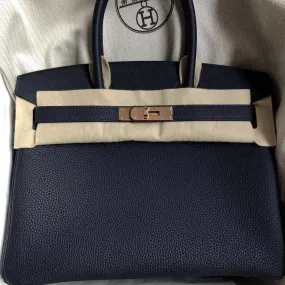 Hermès Birkin 30 Bleu Nuit Togo Rose Gold Hardware RGHW