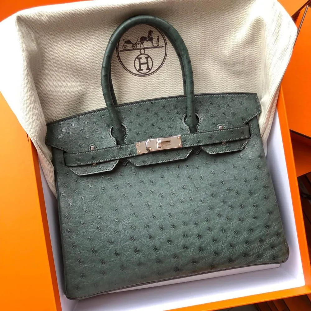 Hermès Birkin 30 Vert Titien Ostrich Palladium Hardware PHW