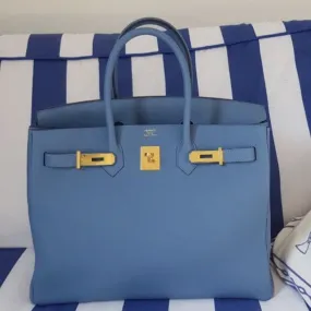 Hermès Birkin 35 Bleu Azur Togo Gold Hardware GHW