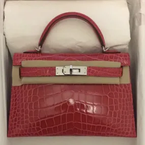 Hermès Kelly 20 Rose Extreme Sellier Alligator Mississippi Lisse Palladium Hardware PHW