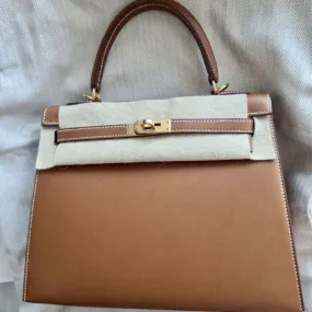 Hermès Kelly 25 Fauve Barenia Natural Gold Hardware GHW