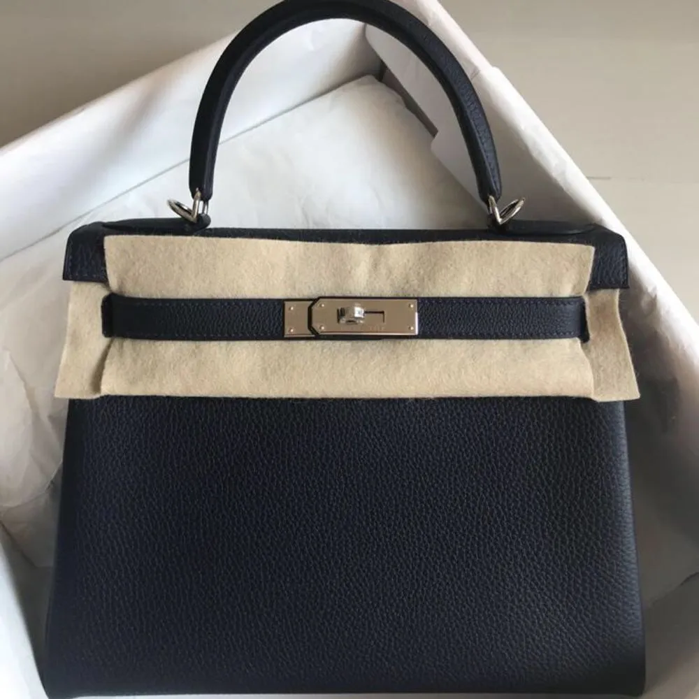 Hermès Kelly 28 Bleu Nuit Togo Palladium Hardware PHW