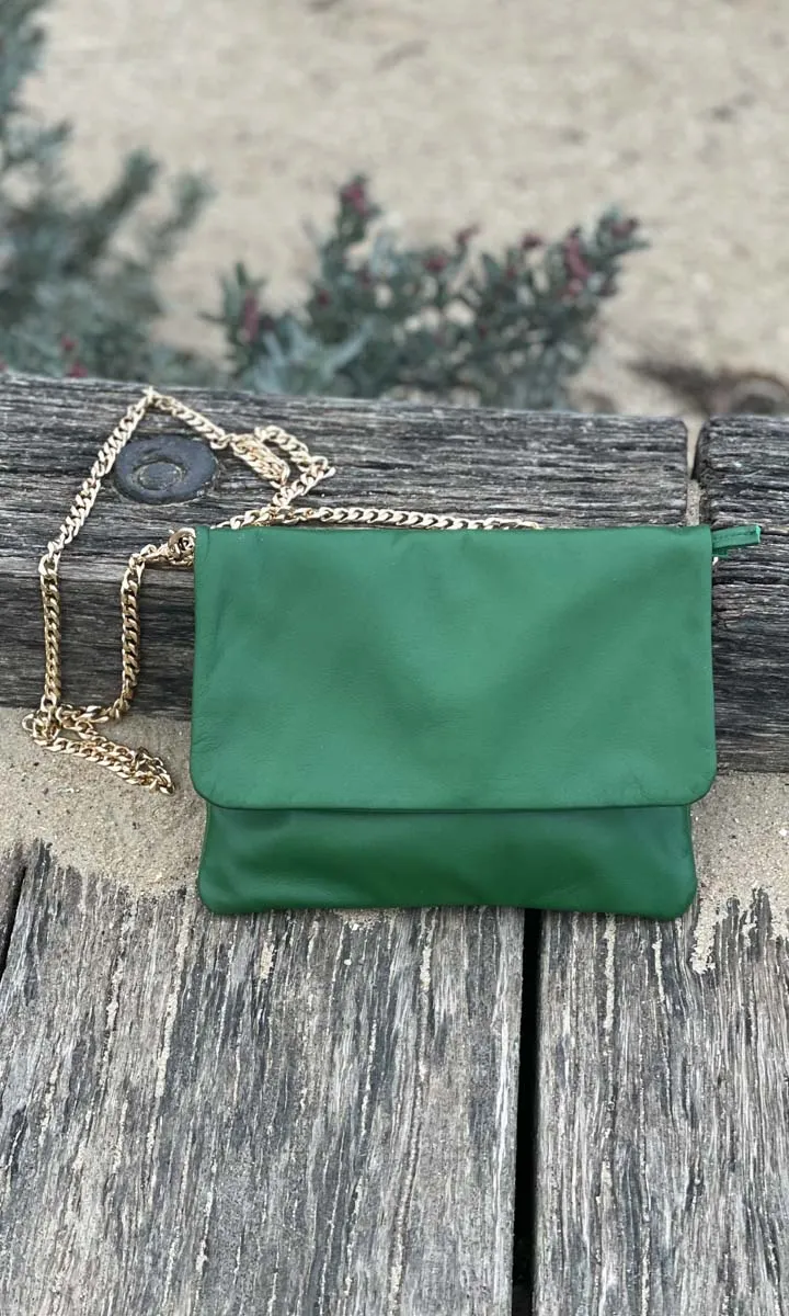 Hoss Venetta Green Gold Chain Bag