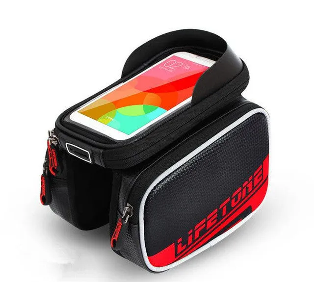 JOSPOWER Cycling Bag Front Frame Bag Waterproof Bike Bicycle Bag Pannier Double Pouch For 5.7-6" Cellphone Bicycle Accessories