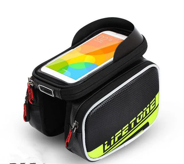 JOSPOWER Cycling Bag Front Frame Bag Waterproof Bike Bicycle Bag Pannier Double Pouch For 5.7-6" Cellphone Bicycle Accessories