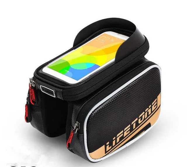 JOSPOWER Cycling Bag Front Frame Bag Waterproof Bike Bicycle Bag Pannier Double Pouch For 5.7-6" Cellphone Bicycle Accessories